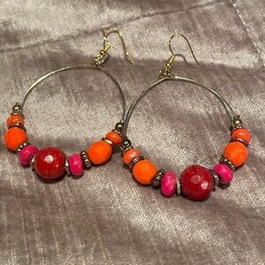 Beaded Hoop Earrings 925 Sterling French Hook Backs
